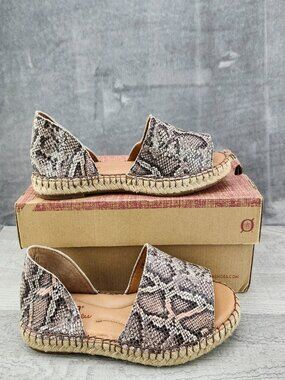 Børn Seak Peep-Toe Espadrilles Snake Print  Size 9.5M EU 41 NWB